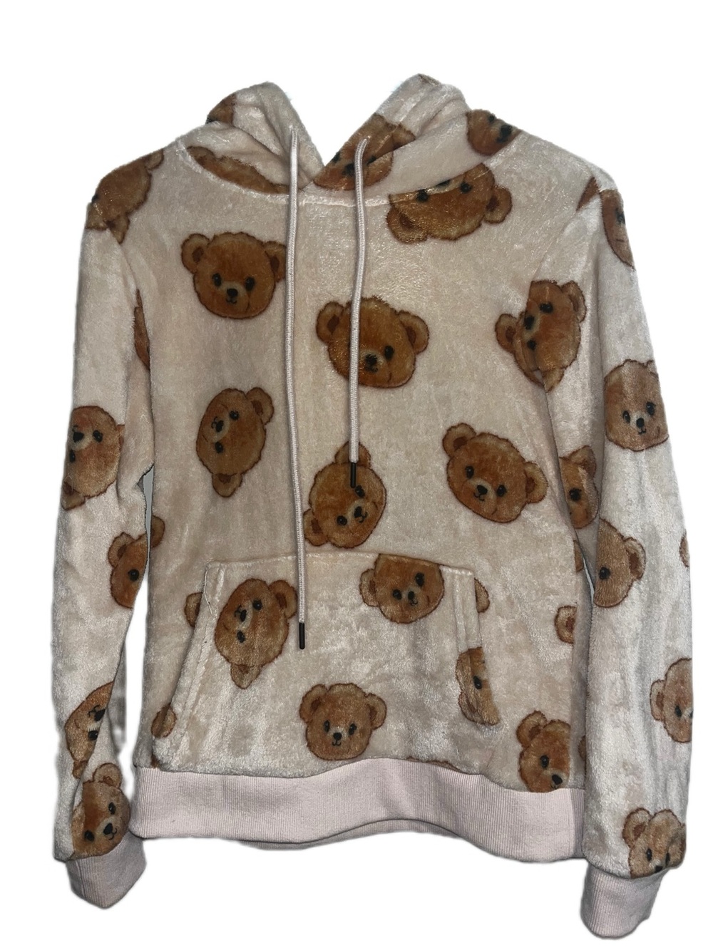 Cozy Plush Bear Hoodie - Beige
